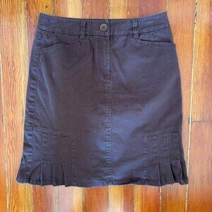 Y2K Cotton Blend Brown Knee Length Skirt with Pleats Harold's MEDIUM